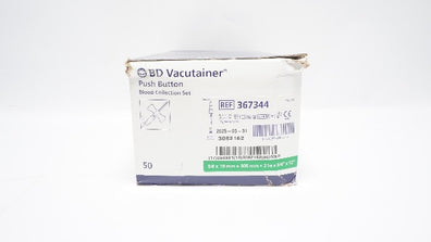 BD 367344 Vacutainer Push Button Blood Collection Set 21Gx3/4inx12in(x)-Box of50